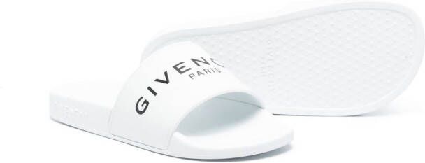 Givenchy Kids Slippers met logoprint Wit