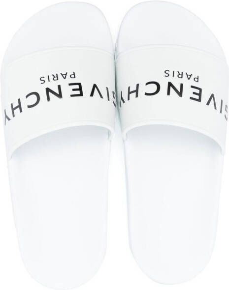 Givenchy Kids Slippers met logoprint Wit