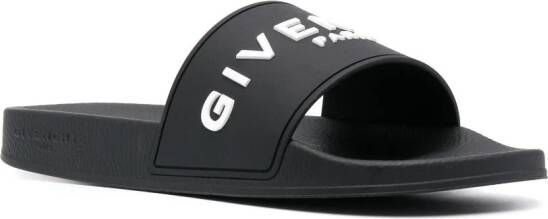 Givenchy Slippers met logo-reliëf Zwart