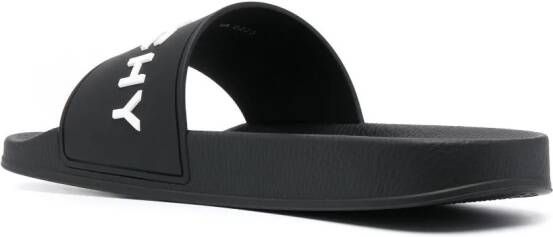 Givenchy Slippers met logo-reliëf Zwart