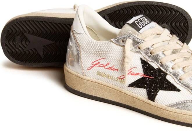 Golden Goose Ballstar metallic leren sneakers Wit