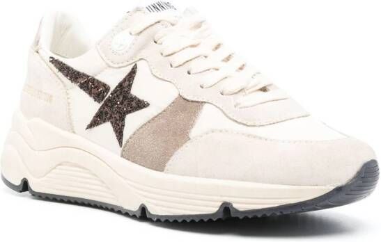 Golden Goose glitter star-patch suede sneakers Beige