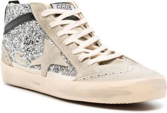 Golden Goose Mid Star sneakers met glitters Grijs