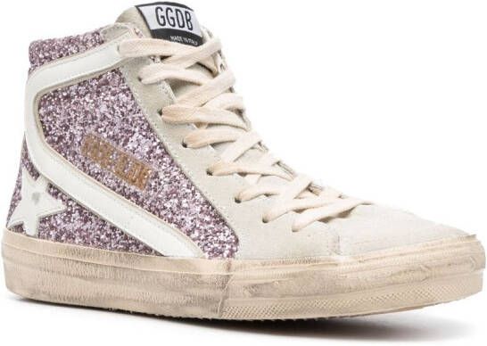 Golden Goose Slide glitter-detail sneakers Roze