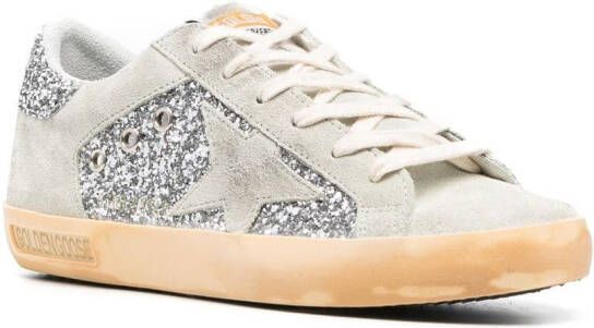 Golden Goose Super-Star sneakers met glitter Beige