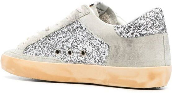 Golden Goose Super-Star sneakers met glitter Beige