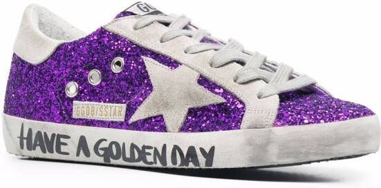 Golden Goose Super-Star sneakers met glitter Paars - Schoenen.nl