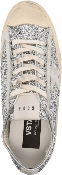 Golden Goose V-Star sneakers met glitter Zilver