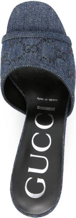Gucci 80 mm denim muiltjes met GG-monogram Blauw