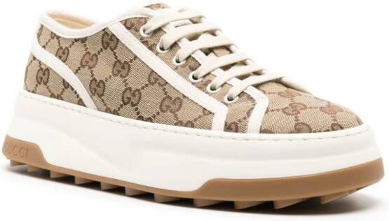 Gucci GG canvas sneakers met vlakken Beige