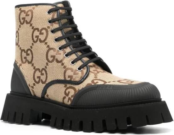 Gucci Combat boots met veters Beige