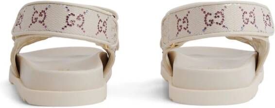 Gucci Canvas sandalen verfraaid met kristallen Beige