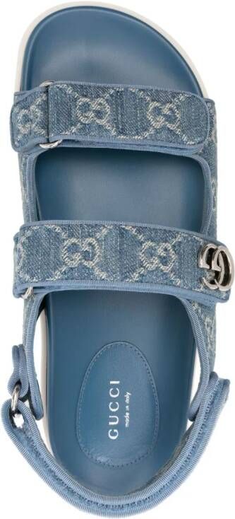 Gucci Denim sandalen met logoplakkaat Blauw