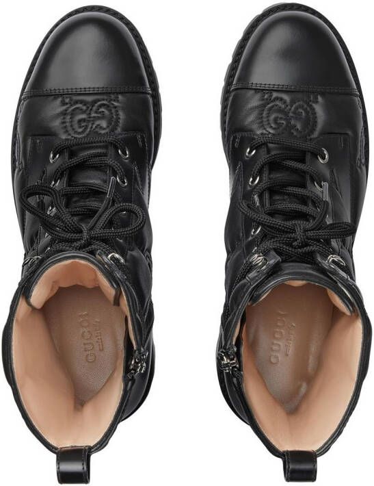 Gucci 60mm leren laarzen met GG-matelassé Zwart