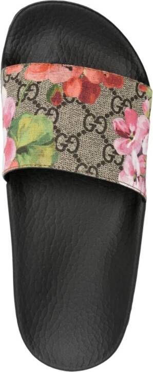 Gucci GG Blooms Supreme sandaalslippers Bruin