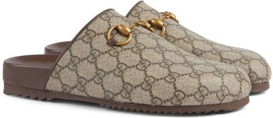 Gucci GG Supreme Horsebit slippers Beige