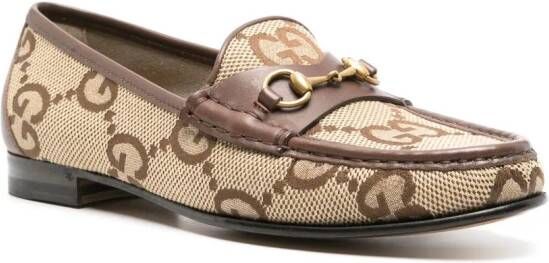Gucci Horsebit 1953 loafers met monogram Beige