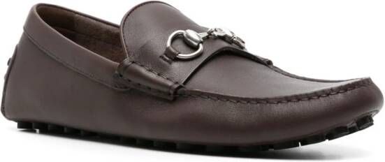 Gucci Leren loafers met horsebit detail Bruin