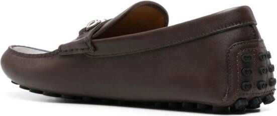 Gucci Leren loafers met horsebit detail Bruin
