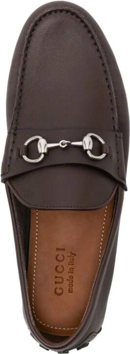 Gucci Leren loafers met horsebit detail Bruin