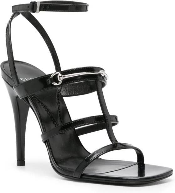 Gucci Horsebit 105mm leren sandalen met bandjes Zwart