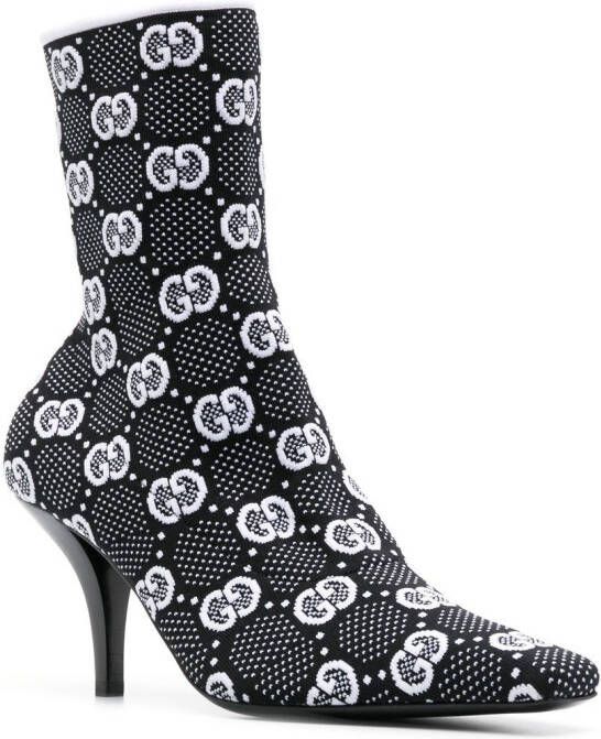 Gucci 75 mm Interlocking G gebreide laarzen Zwart