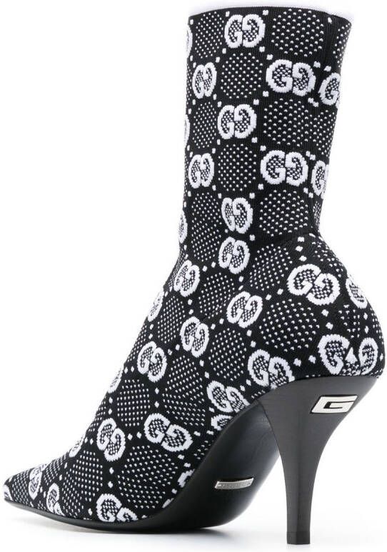 Gucci 75 mm Interlocking G gebreide laarzen Zwart
