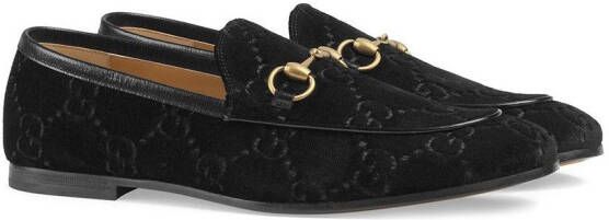 Gucci Jordaan fluwelen loafers Zwart - Foto 2