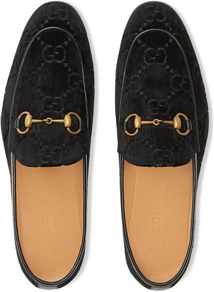 Gucci Jordaan fluwelen loafers Zwart - Foto 4