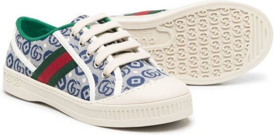 Gucci Kids 1977 sneakers met jacquard print Blauw