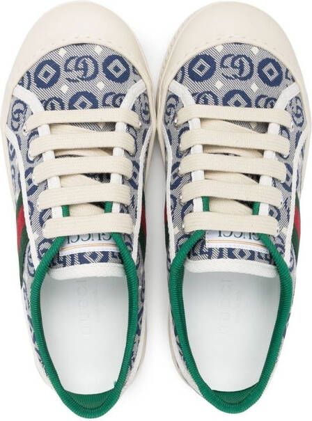Gucci Kids 1977 sneakers met jacquard print Blauw