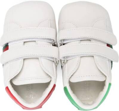 Gucci Kids Baby leren sneakers met Web Wit