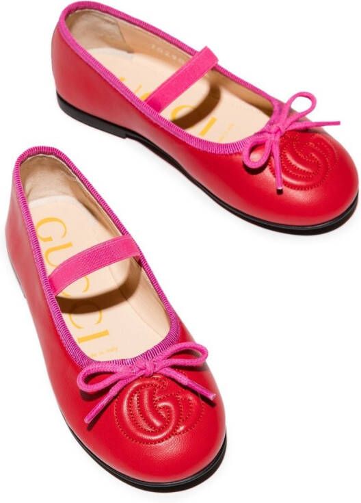 Gucci Kids Ballerina's met geborduurd logo Rood