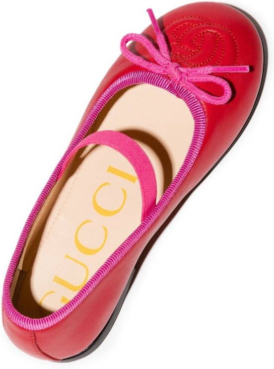Gucci Kids Ballerina's met geborduurd logo Rood