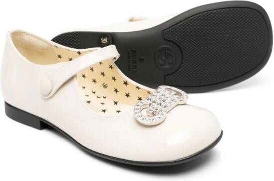 Gucci Kids Ballerina's met logoplakkaat Wit