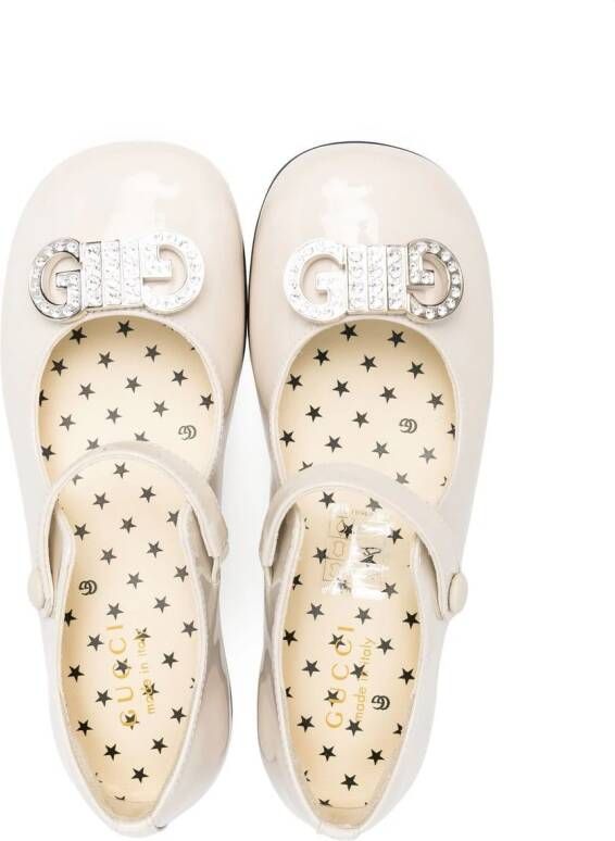 Gucci Kids Ballerina's met logoplakkaat Wit