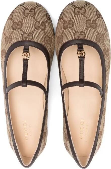 Gucci Kids Canvas ballerina's met GG-logo Beige