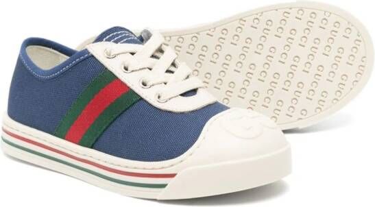 Gucci Kids Canvas sneakers met web afwerking Blauw