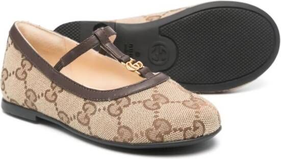 Gucci Kids GG Supreme canvas ballerina's Beige