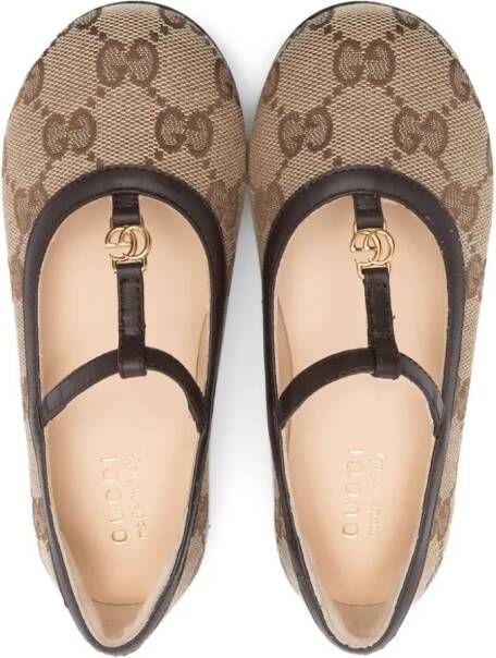 Gucci Kids GG Supreme canvas ballerina's Beige