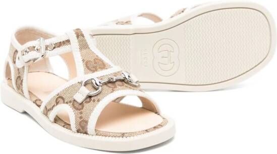 Gucci Kids Horsebit canvas sandalen Beige