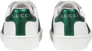 Gucci Kids leer low-top met Web Wit