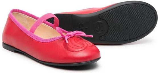 Gucci Kids Leren ballerina's Rood