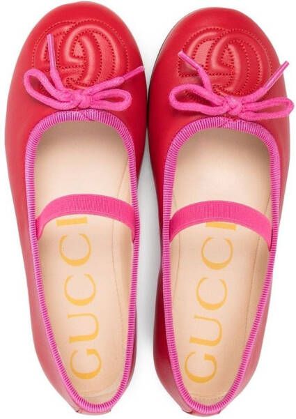 Gucci Kids Leren ballerina's Rood