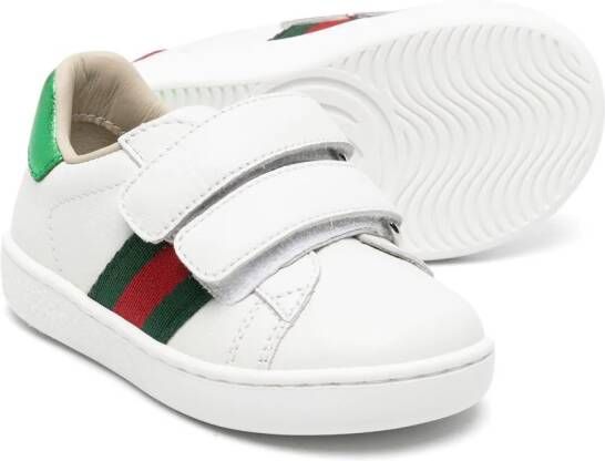 Gucci Kids Peuter leren sneaker met Web Wit