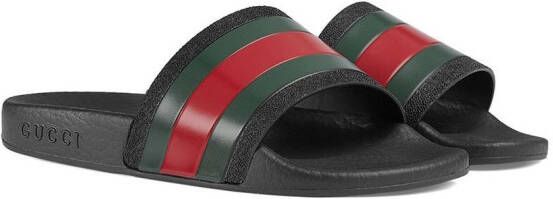 Gucci Kids Rubberen slippers voor kinderen met internet Zwart