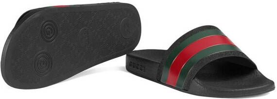 Gucci Kids Rubberen slippers voor kinderen met internet Zwart