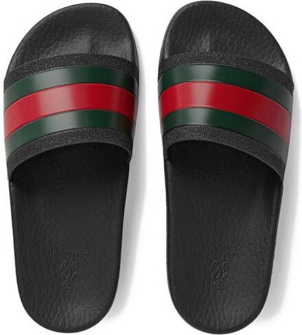 Gucci Kids Rubberen slippers voor kinderen met internet Zwart