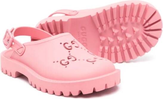 Gucci Kids GG Supreme canvas sandalen met uitgesneden details Roze