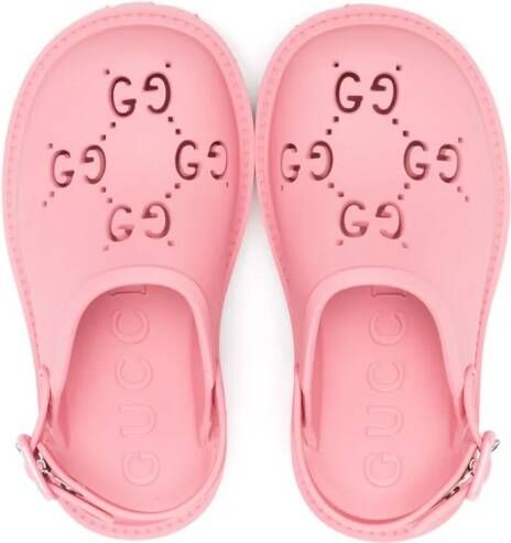 Gucci Kids GG Supreme canvas sandalen met uitgesneden details Roze
